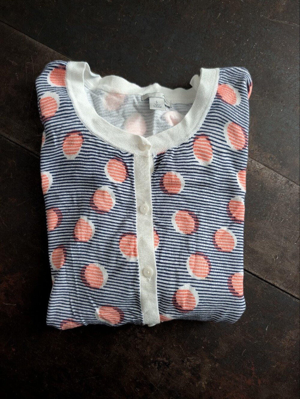 Kids Striped Button-Front Top with Coral Dot Print